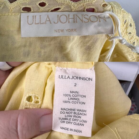 NWT Ulla Johnson Isadore Midi Dress Yellow Eyelet Preppy Beach Party Size 2 - Picture 9 of 16